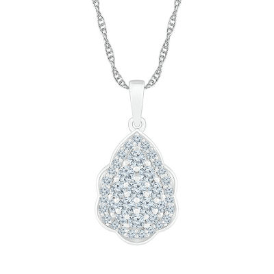 Womens / CT. T.W. Natural White Diamond 10K White Gold 18 Inch Pendant Necklace