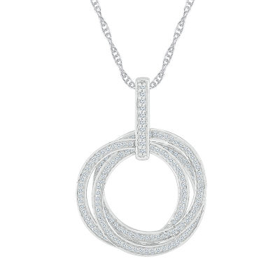 Womens / CT. T.W. Natural White Diamond 10K White Gold Circle Pendant Necklace