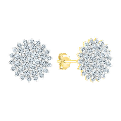 1 1/4 CT. T.W. Natural White Diamond 10K Gold 12mm Stud Earrings