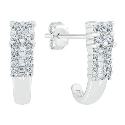 CT. T.W. Natural White Diamond 10K White Gold Drop Earrings