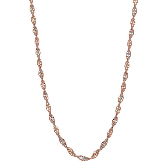 14K Two Tone Gold 22 Inch Solid Link Chain Necklace