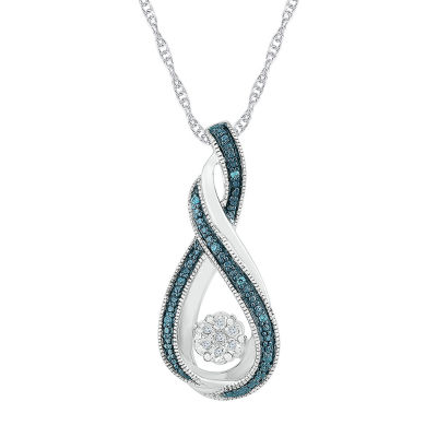 Womens Diamond Accent Natural Blue Diamond Sterling Silver Infinity 18 Inch Pendant Necklace