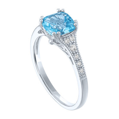 Gemstone Sterling Silver Cushion Cocktail Ring