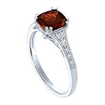 Womens Genuine Red Garnet Sterling Silver Cocktail Ring