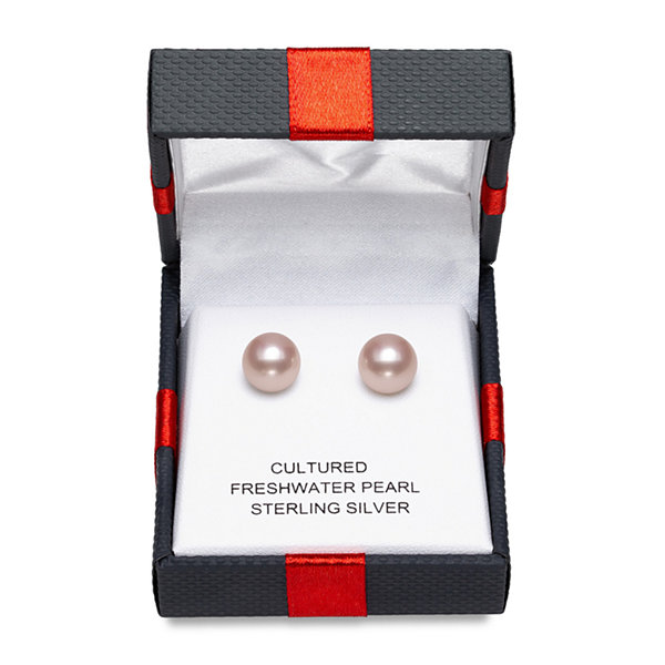 Yes, Please! Pink Cultured Freshwater Pearl Sterling Silver 9mm Ball Stud Earrings
