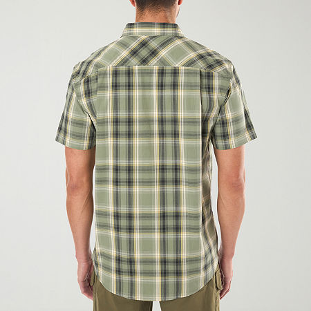 Smiths Workwear Mens Regular Fit Short Sleeve Plaid Button-Down Shirt, Large, Green