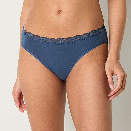 Ambrielle Organic Cotton Bikini Panty, X-large, Blue