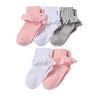 Okie Dokie Toddler Girls 5 Pair Turncuff Socks