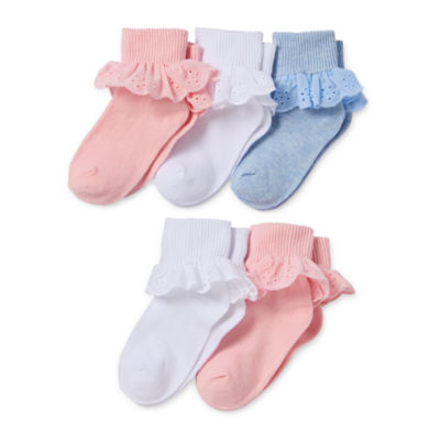 Okie Dokie Toddler Girls 5 Pair Turncuff Socks