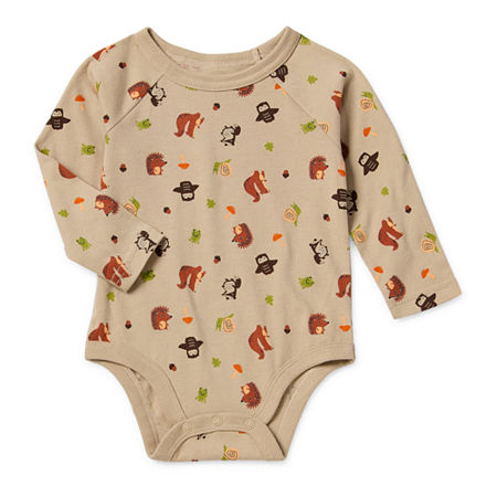 Okie Dokie Baby Boys Crew Neck Long Sleeve Bodysuit, 9 Months, Beige