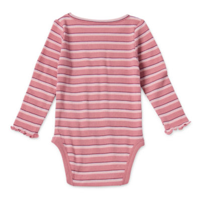 Okie Dokie Baby Girls Round Neck Long Sleeve Bodysuit