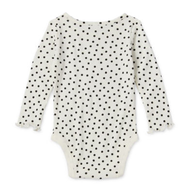 Okie Dokie Baby Girls Round Neck Long Sleeve Rib Bodysuit
