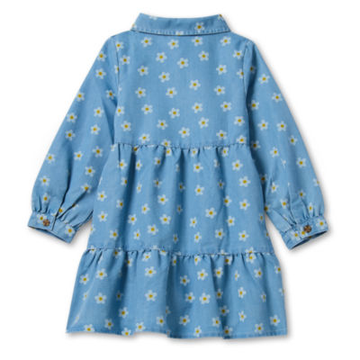 Okie Dokie Toddler & Little Girls Long Sleeve Fitted A-Line Dress