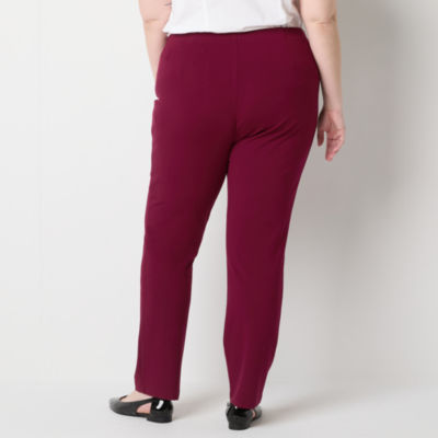 Liz Claiborne Alexis Ponte Womens Plus Straight Mid Rise Pull-On Pant