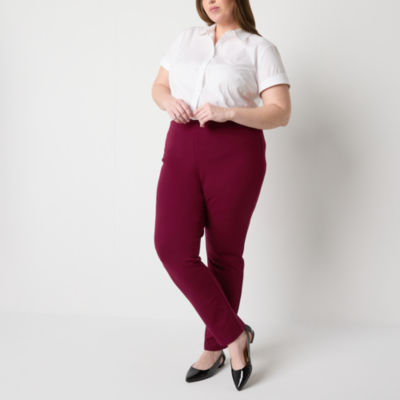 Liz Claiborne Alexis Ponte Womens Plus Straight Mid Rise Pull-On Pant