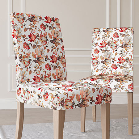 No 918 Alvina Set Of 2 Chair Slipcover, One Size, Red