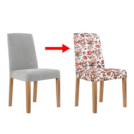 No 918 Alvina Set Of 2 Chair Slipcover, One Size, Red