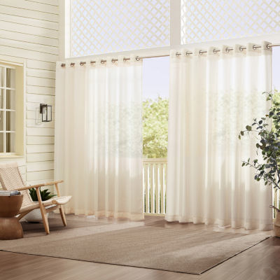 Elrene Home Fashions Carmen Extra Wide Indoor/Outdoor Grommet Top Sheer Single Curtain Panels