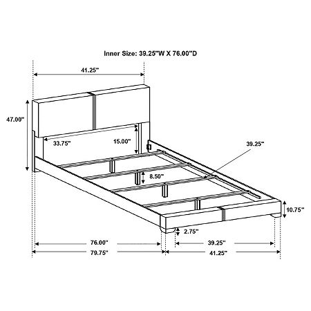 Conner Padded Rectangle Bed, One Size, Brown