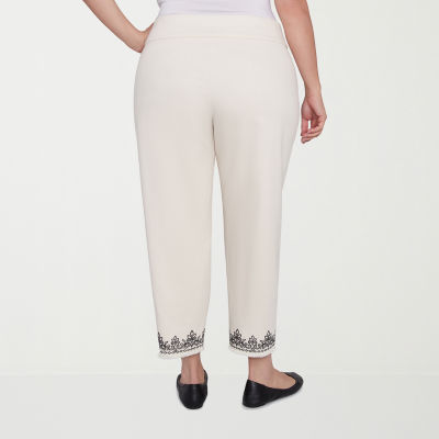 Alfred Dunner Natural Instinct Womens Plus Stretch Fabric Straight Mid Rise Ankle Pant