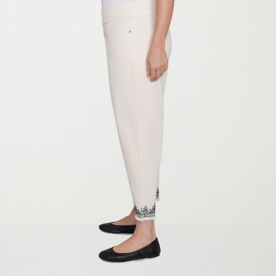 Alfred Dunner Natural Instinct Womens Plus Stretch Fabric Straight Mid Rise Ankle Pant