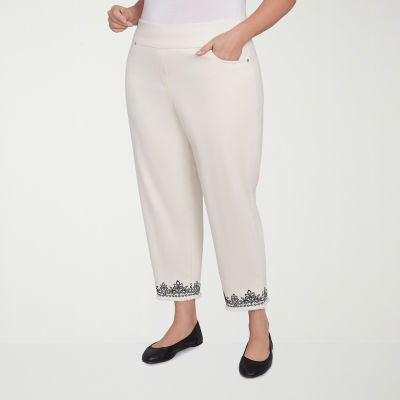 Alfred Dunner Natural Instinct Womens Plus Stretch Fabric Straight Mid Rise Ankle Pant