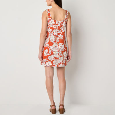 a.n.a Linen Blend Womens Plus Sleeveless Floral A-Line Dress