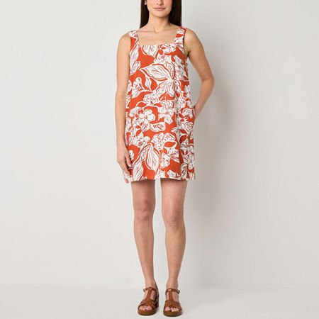 a.n.a Womens Sleeveless Floral A-Line Dress Plus
