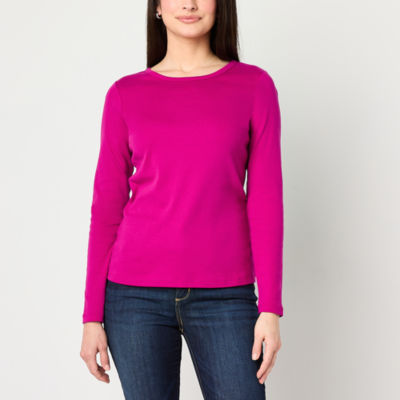 St. John's Bay Womens Crew Neck Long Sleeve T-Shirt