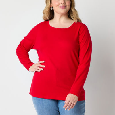 St. John's Bay Womens Crew Neck Long Sleeve T-Shirt