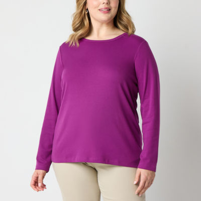 St. John's Bay Womens Crew Neck Long Sleeve T-Shirt