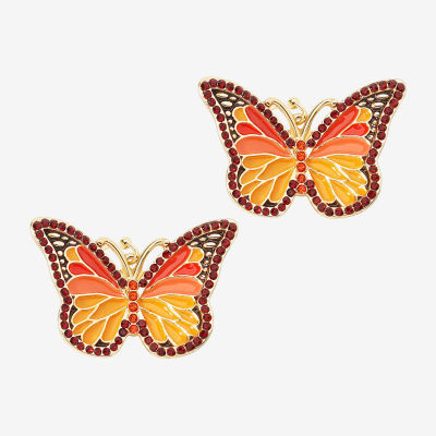 Bijoux Bar Gold Tone Womens Butterfly Drop Earrings