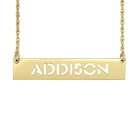 Personalized Womens 24K Gold Over Silver Bar Name Pendant Necklace, One Size