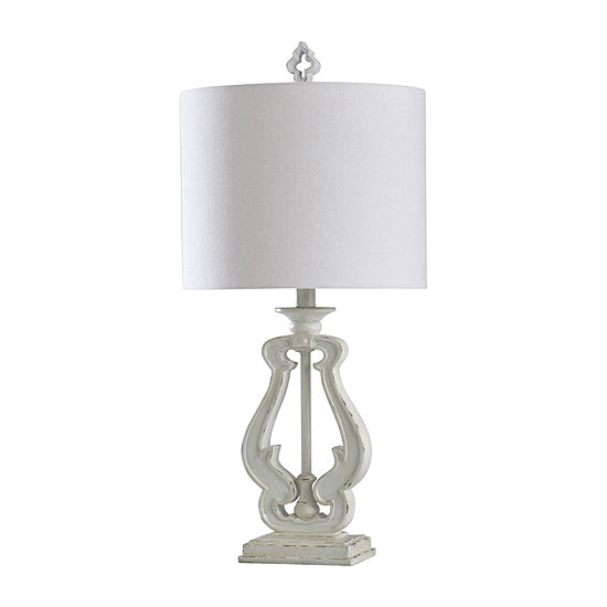 Stylecraft 12 W Distressed White Polyresin Table Lamp