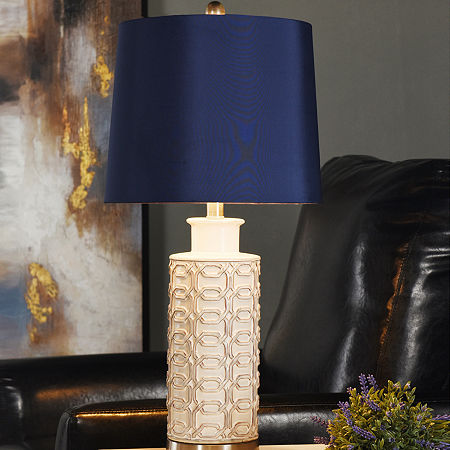 Stylecraft 13 W Cream & Blue Table Lamp, One Size, White