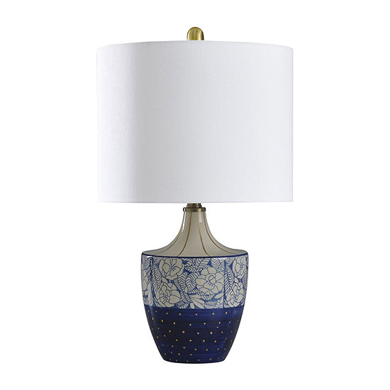 Stylecraft 13 W Cream & Blue & Gold Ceramic Table Lamp