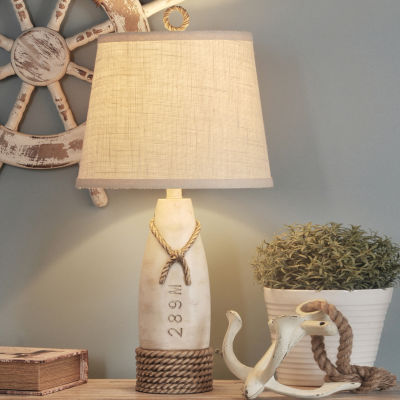 Stylecraft 13 W Distressed White Table Lamp