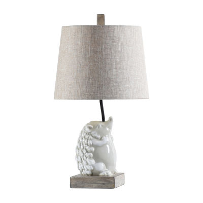 Stylecraft 12 W White & Gray Table Lamp