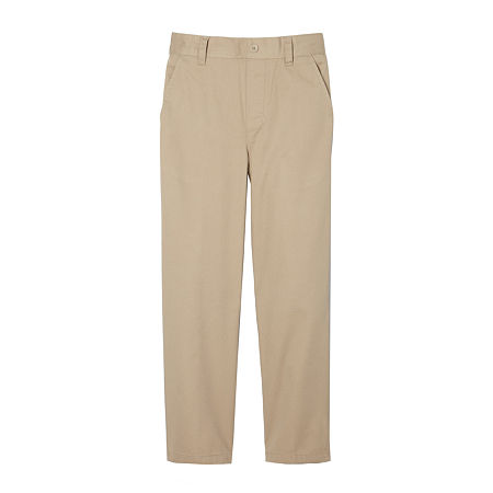 French Toast Little & Big Boys Relaxed Fit Pull-On Pant Straight Flat Front Pant, 10 Husky, Beige