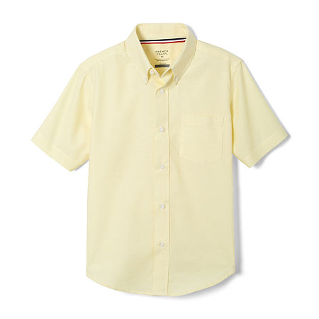 French Toast Little & Big Boys Button Down Collar Short Sleeve Wrinkle Resistant Dress Shirt, 18 Husky, Yellow