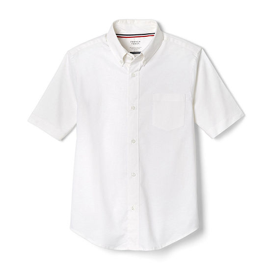 French Toast Boys Point Collar Short Sleeve Wrinkle Resistant Dress Shirt