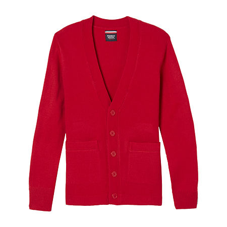 French Toast Little & Big Boys V Neck Long Sleeve Cardigan, X-small, Red