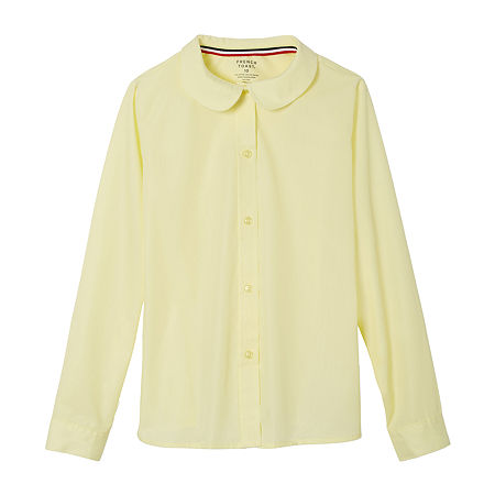 French Toast Little & Big Girls Long Sleeve Button-Down Shirt, 20, Yellow