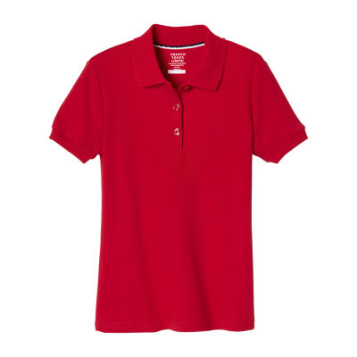 French Toast Big Kid Girls Short Sleeve Slim Fit Stretch Fabric Plus Polo Shirt