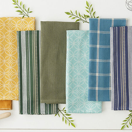 Design Imports Asst 5-pc. Towels + Dish Cloths, One Size, Yellow
