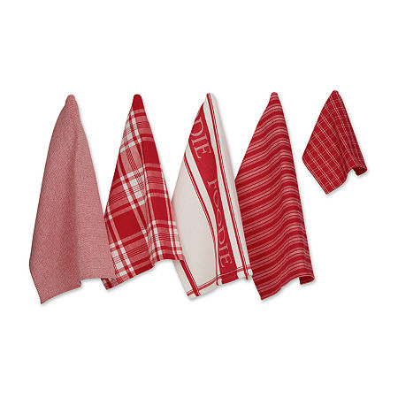 Design Imports Asst Foodie 5-pc. Towels + Dish Cloths, One Size, Red