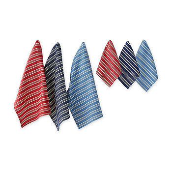 Design Imports Holiday Stripes Kitchen Towels & Dish Cloths - Set of 6