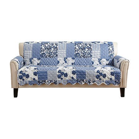 Linery Patchwork Sofa Protector In Blue