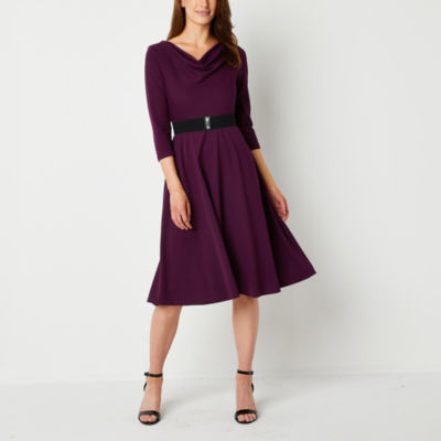 Danny & Nicole 3/4 Sleeve Fit + Flare Dress