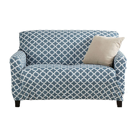 Linery Stretch Printed Loveseat Slipcovers, One Size, Blue